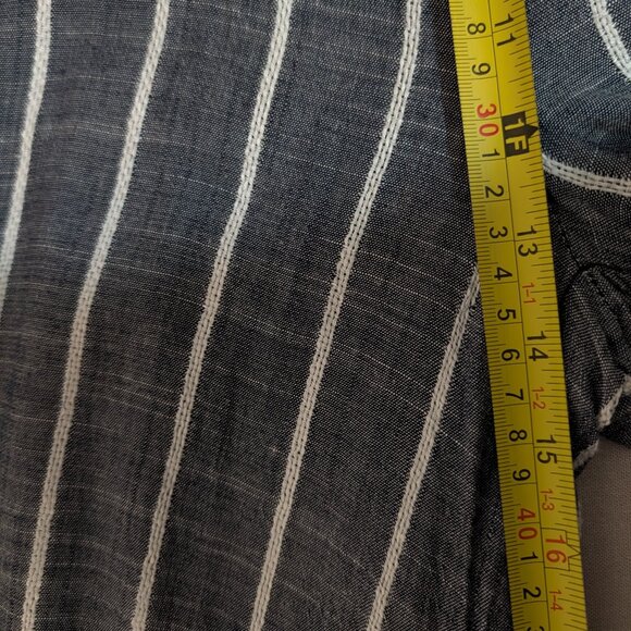 Denim Blue Gray And White Striped High-Waisted Wide Leg Pants Size Small - Picture 12 of 14